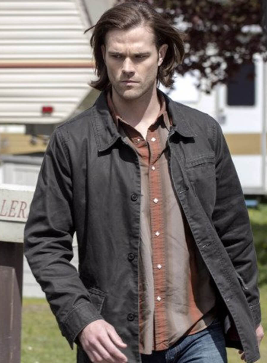 Harpoon Sam Winchester Inspired Black Cotton Fabric Cotton Jacket - Supernatural Style