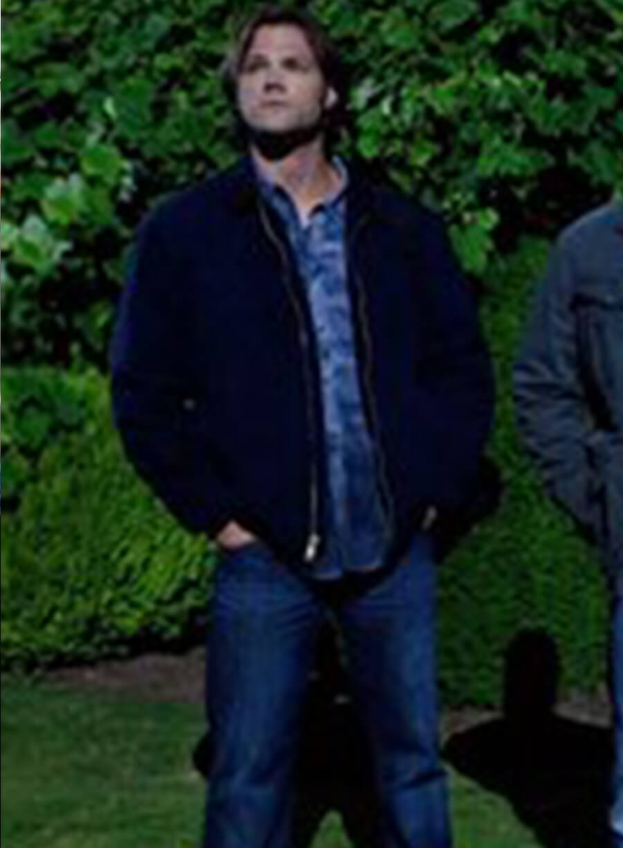 Harpoon Sam Winchester Inspired Blue Cotton Fabric Bomber Jacket - Supernatural Tv Series Style