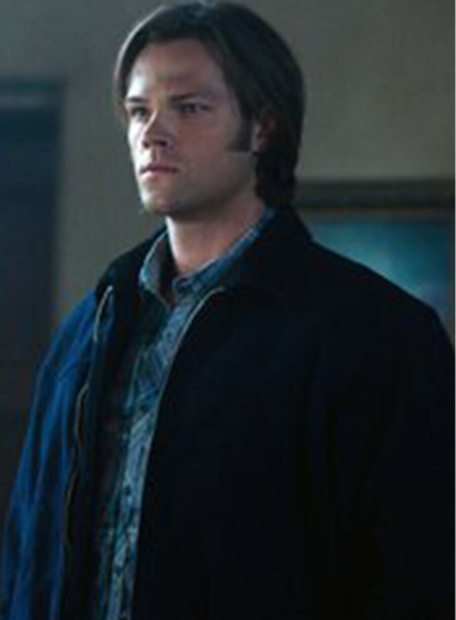 Harpoon Sam Winchester Inspired Blue Cotton Fabric Bomber Jacket - Supernatural Tv Series Style
