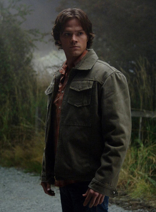 Harpoon Sam Winchester Inspired Green Cotton Fabric Cotton Jacket - Supernatural Tv Series Style