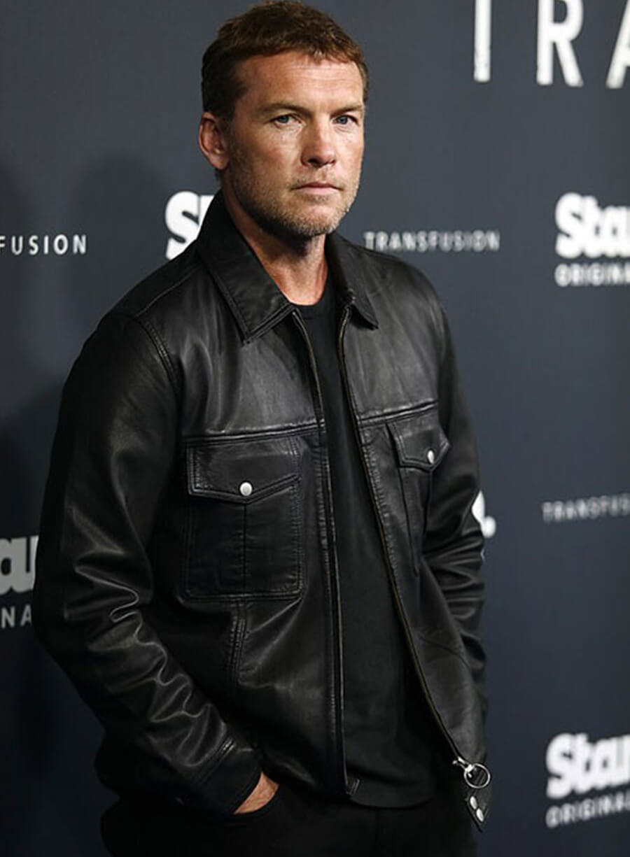 Harpoon Sam Worthington Trucker Inspired Black Real Leather Leather Jacket
