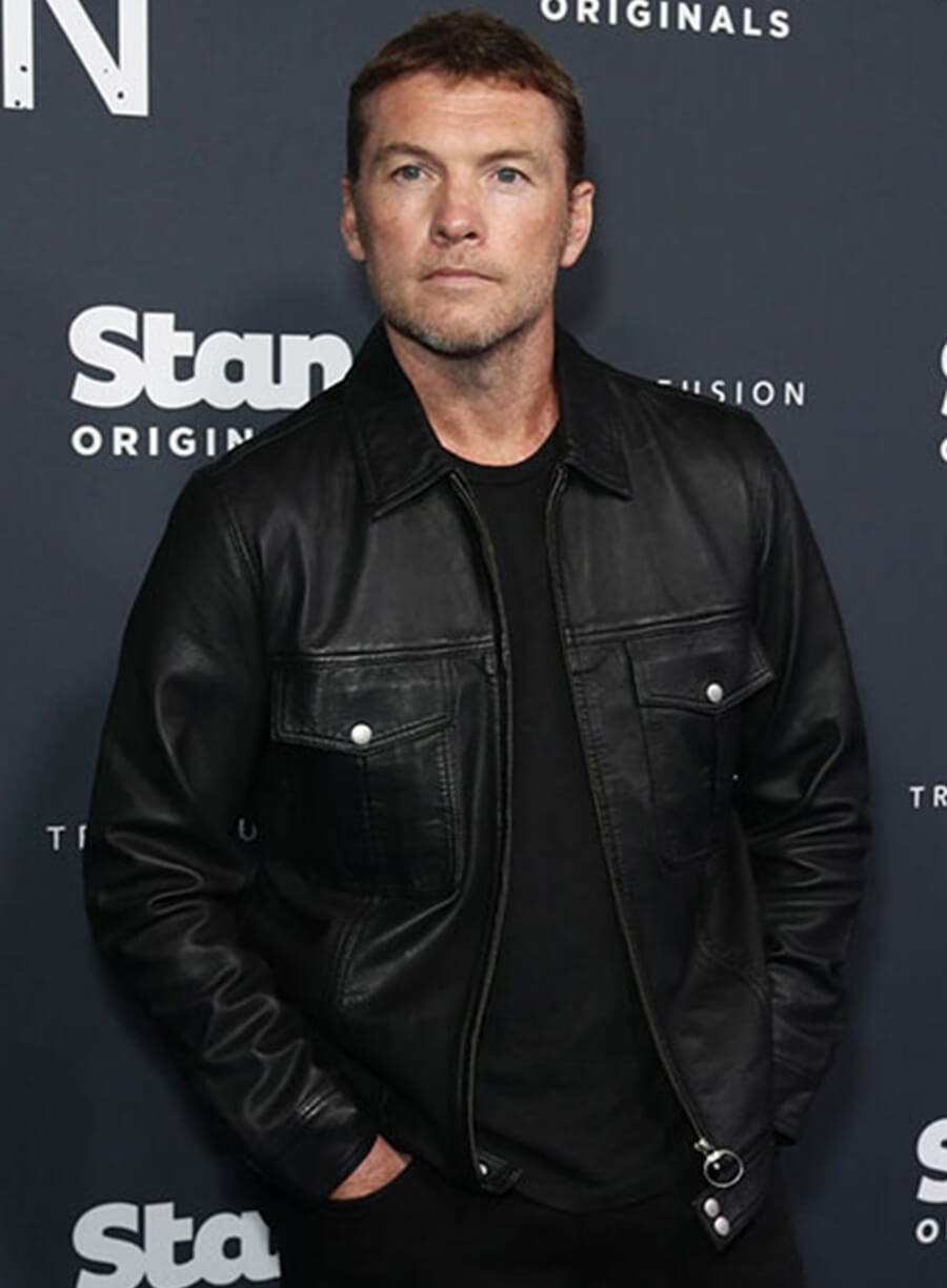 Harpoon Sam Worthington Trucker Inspired Black Real Leather Leather Jacket