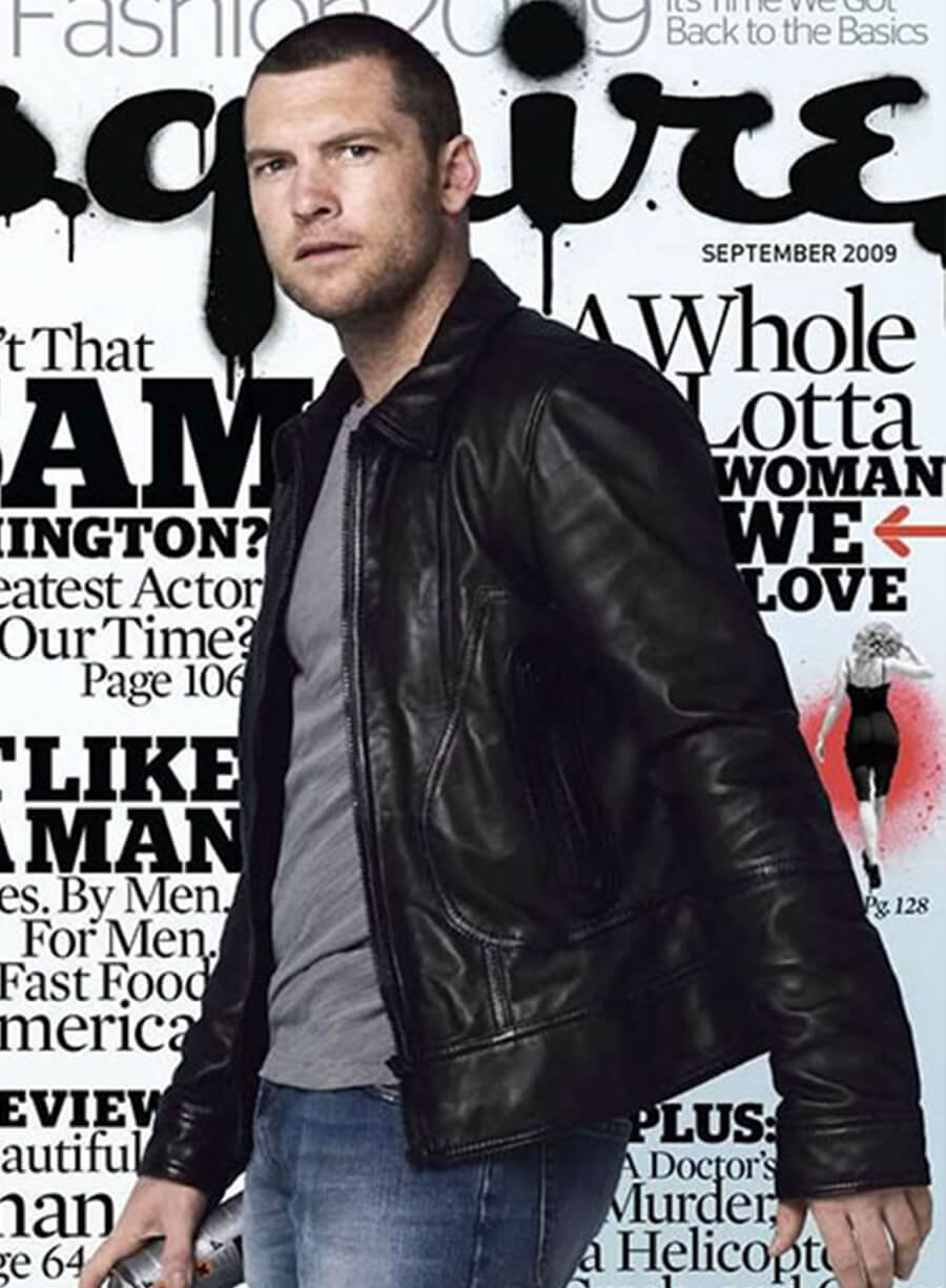 Harpoon Sam Worthington Inspired Black Leather Jacket