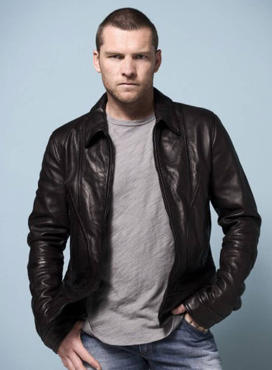 Harpoon Sam Worthington Inspired Black Leather Jacket