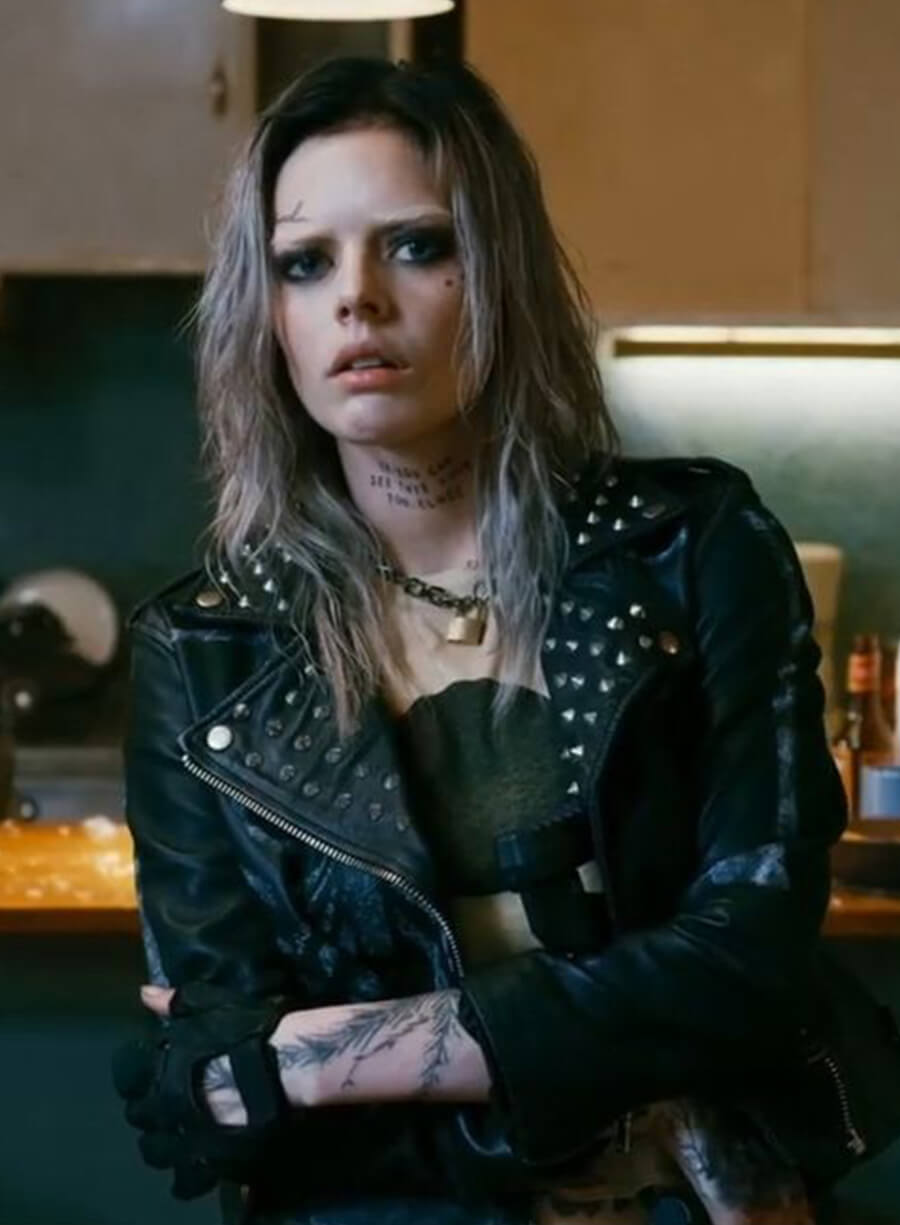 Harpoon Nix Inspired Black Leather Jacket - Guns Akimbo Style