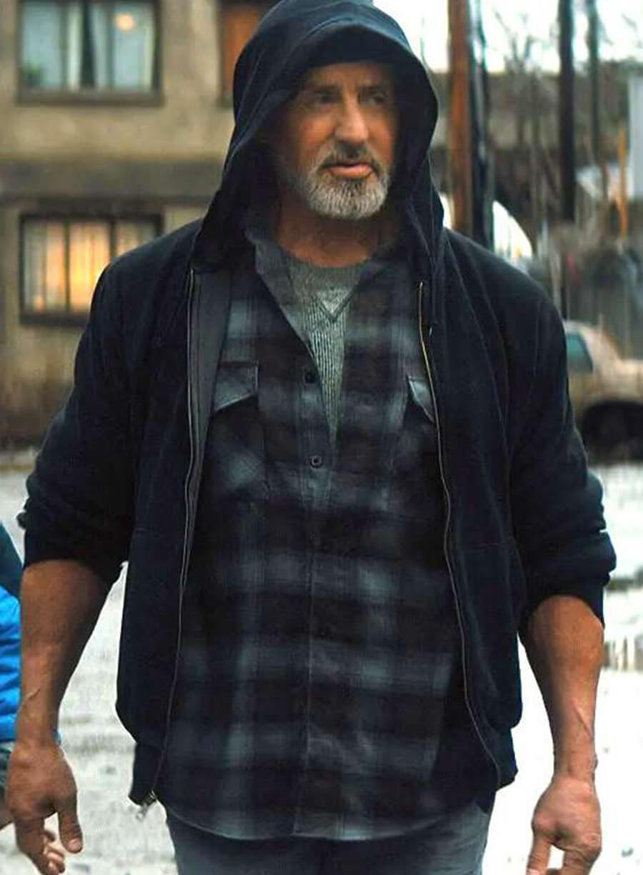 Harpoon Sylvester Stallone Inspired Black Fleece Fabric Hooded Jacket - Samaritan Style