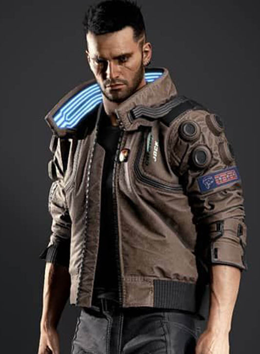 Harpoon Samurai Inspired Brown Bomber Jacket - Cyberpunk 2077 Style