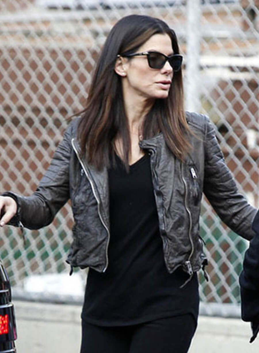 Harpoon Sandra Bullock Inspired Black Leather Jacket