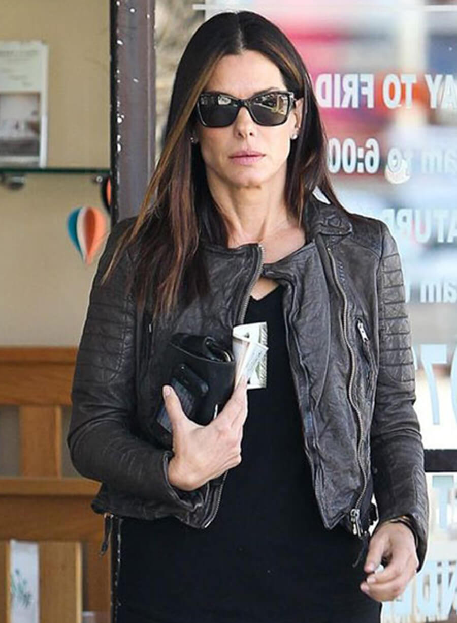 Harpoon Sandra Bullock Inspired Black Leather Jacket