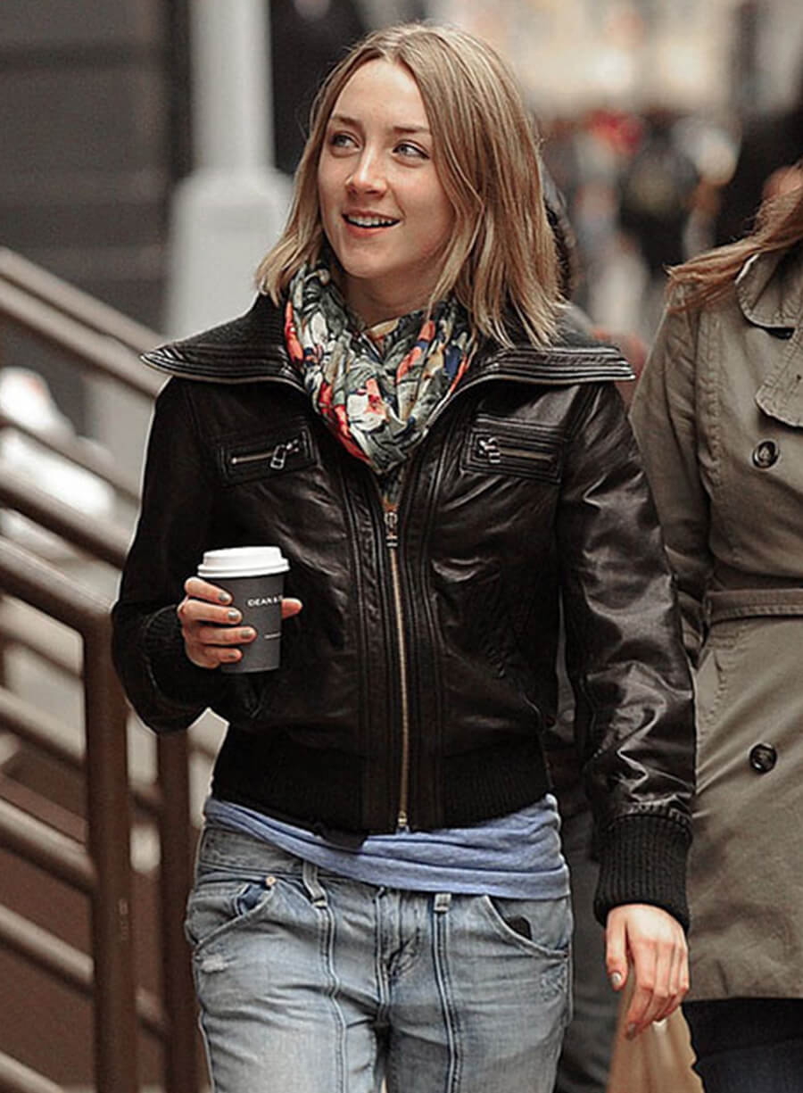 Harpoon Saoirse Ronan Inspired Black Leather Jacket