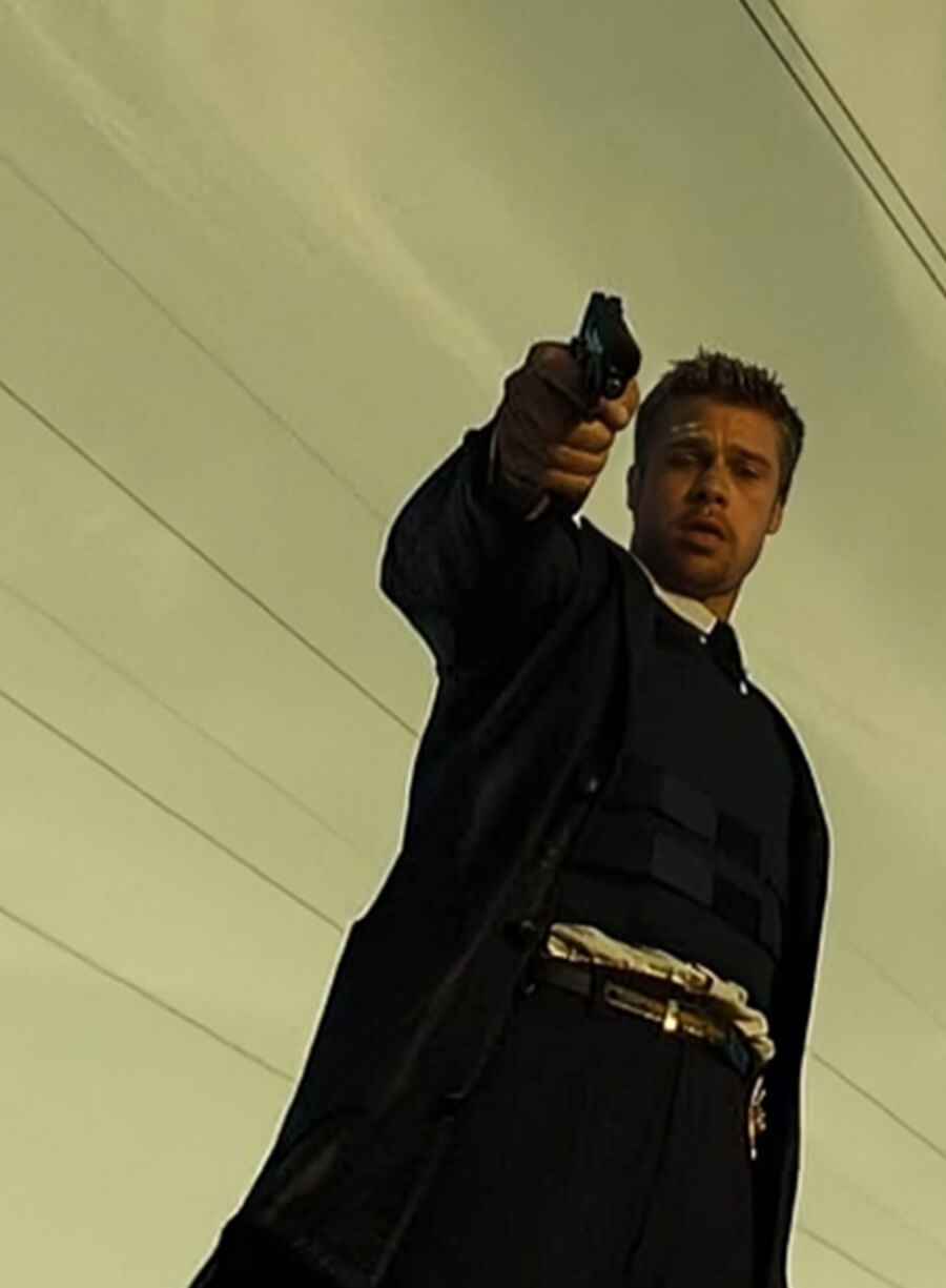 Harpoon David Mills Inspired Black Leather Jacket - Se7ev Movie Style