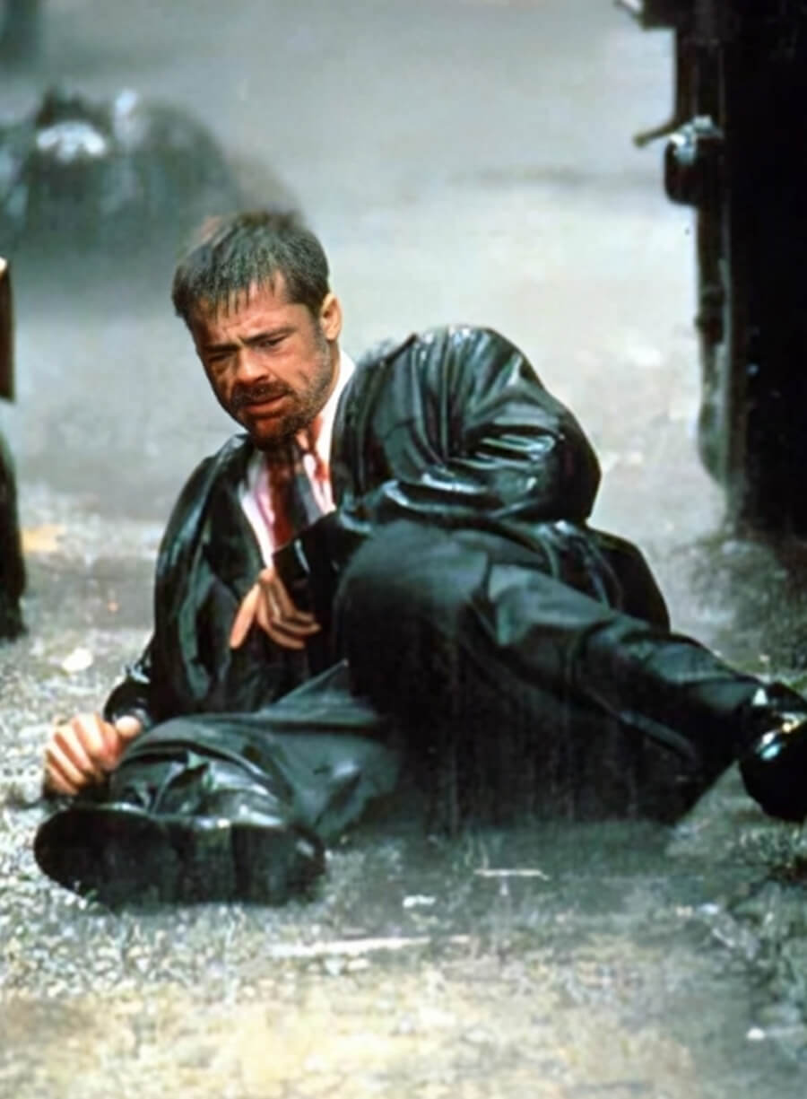 Harpoon David Mills Inspired Black Leather Jacket - Se7ev Movie Style