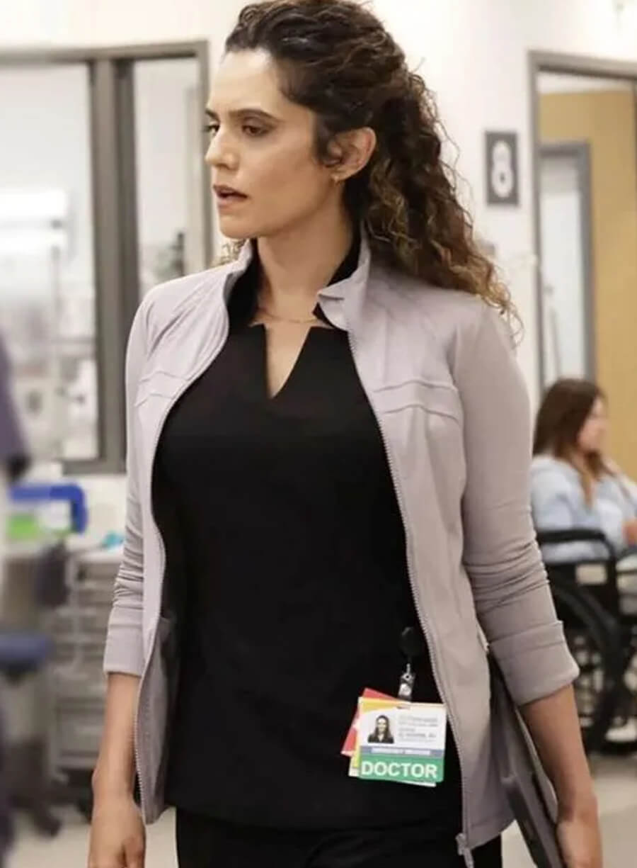 Harpoon Dr. Baran Al-Hashimi Inspired Grey Leather Jacket - The Pitt Style