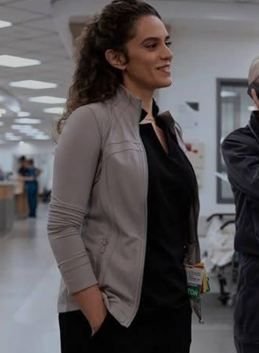 Harpoon Dr. Baran Al-Hashimi Inspired Grey Leather Jacket - The Pitt Style