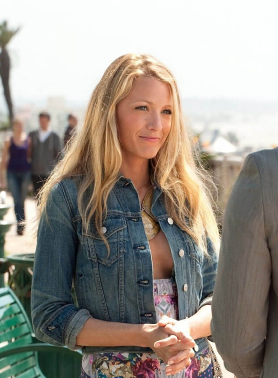 Harpoon Blake Lively Inspired Blue Denim Fabric Denim Jacket - Gossip Girl Tv Series Style