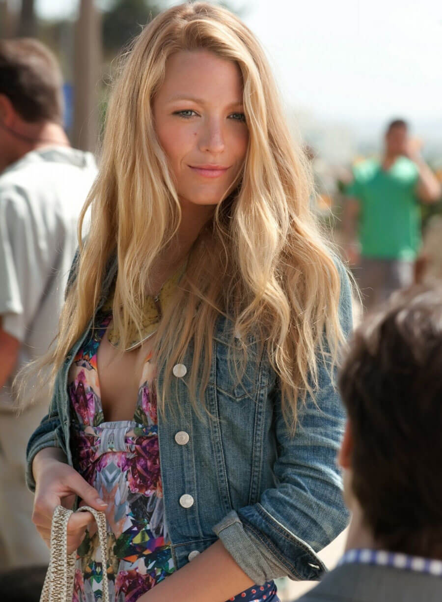 Harpoon Blake Lively Inspired Blue Denim Fabric Denim Jacket - Gossip Girl Tv Series Style
