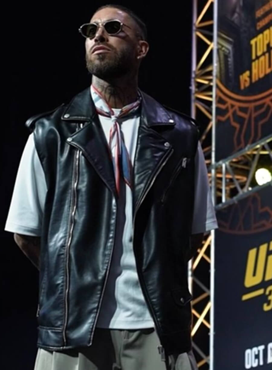 Harpoon Sergio Ramos Vest Inspired Black Leather Jacket