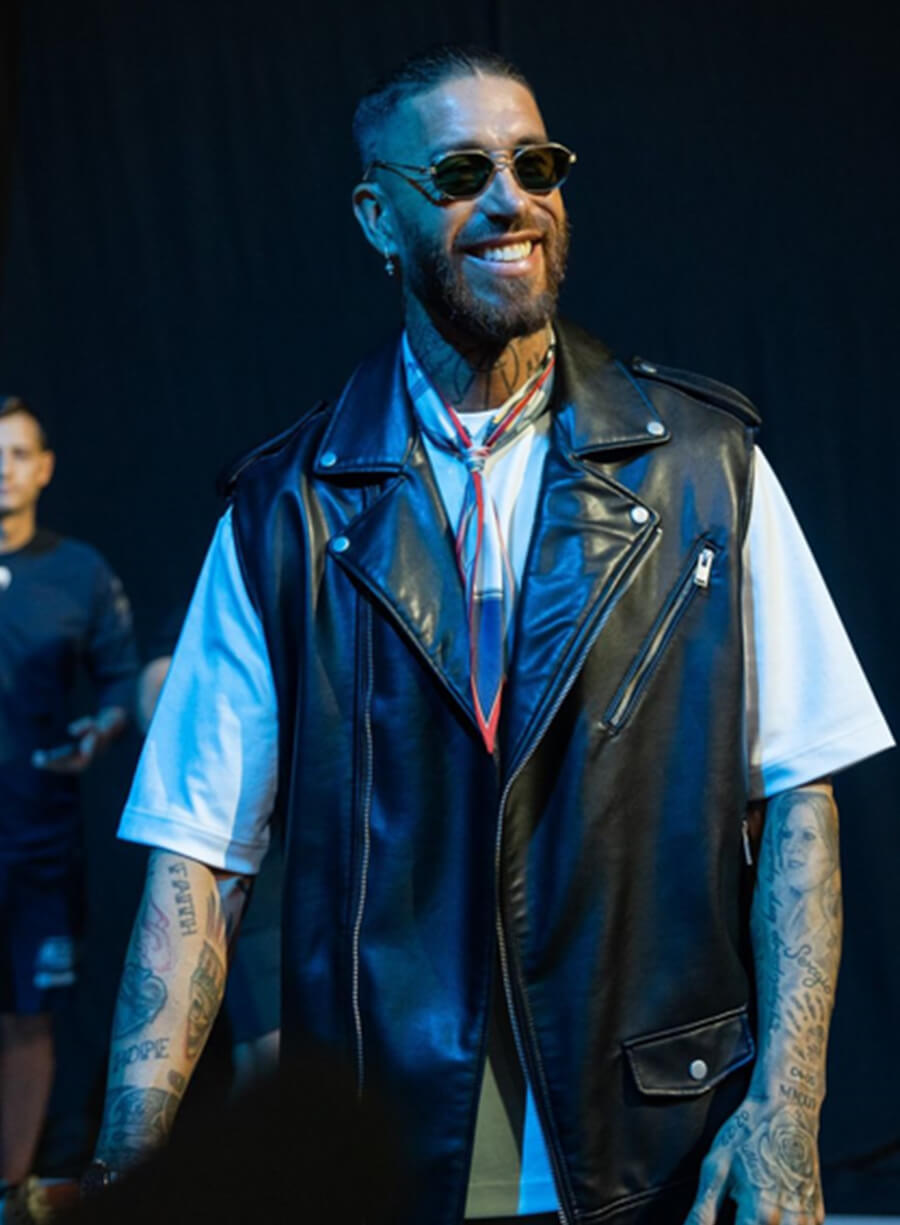 Harpoon Sergio Ramos Vest Inspired Black Leather Jacket