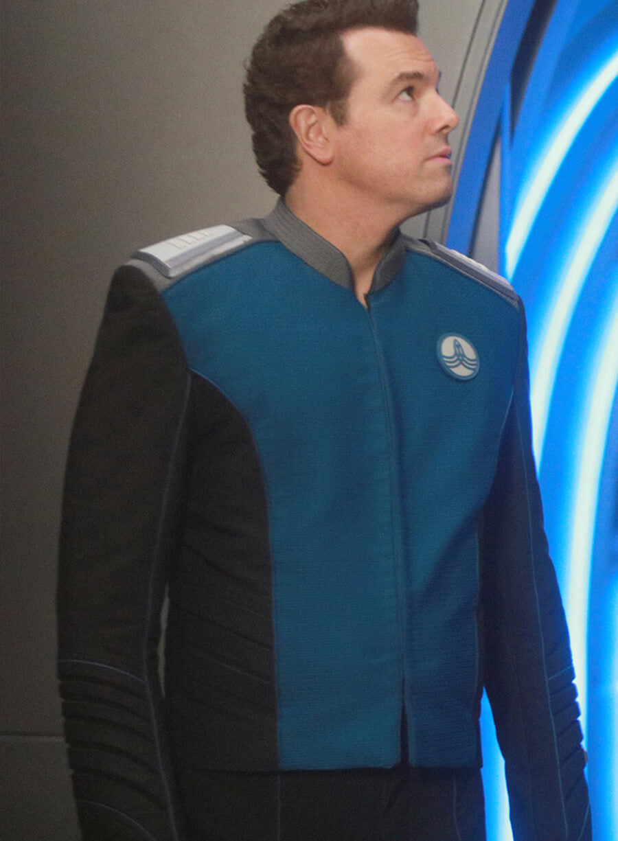 Harpoon Ed Mercer Inspired Blue And Black Leather Jacket - The Orville Style