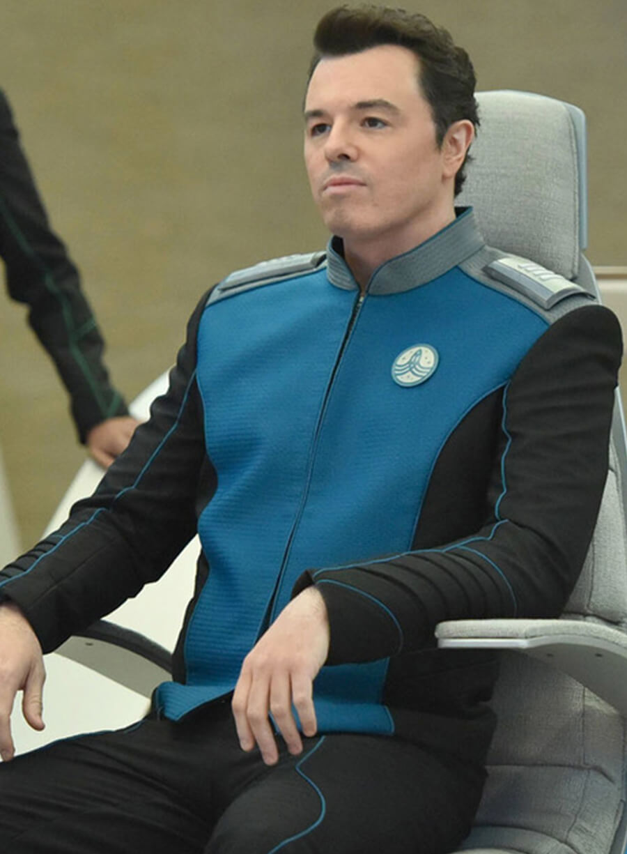 Harpoon Ed Mercer Inspired Blue And Black Leather Jacket - The Orville Style