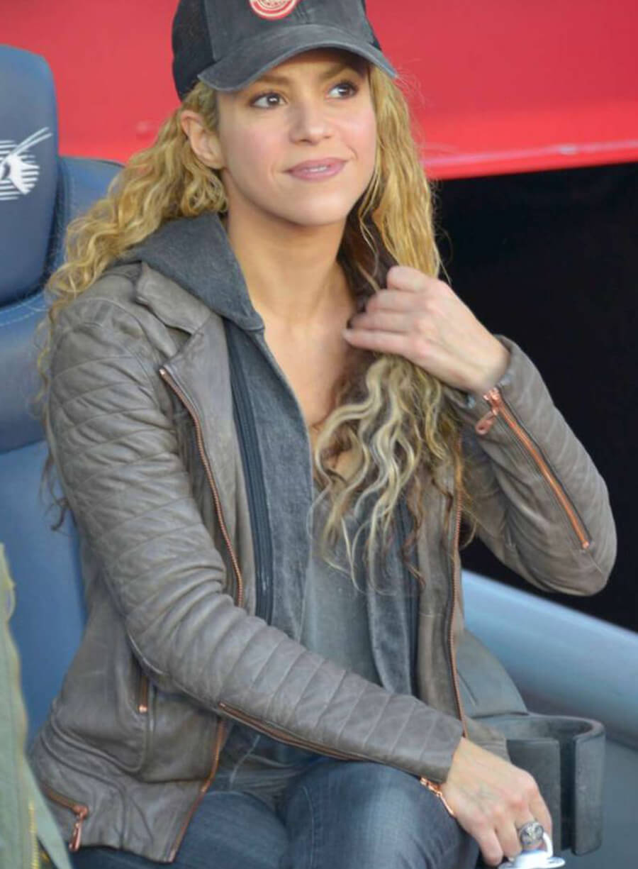 Harpoon Shakira Isabel Mebarak Inspired Grey Leather Jacket