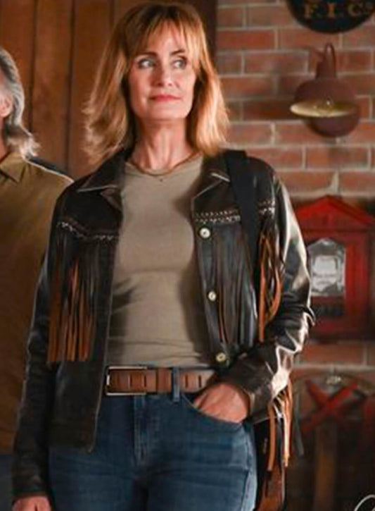 Harpoon Sharon Leone Inspired Black Real Leather Leather Jacket - Fire Country Style