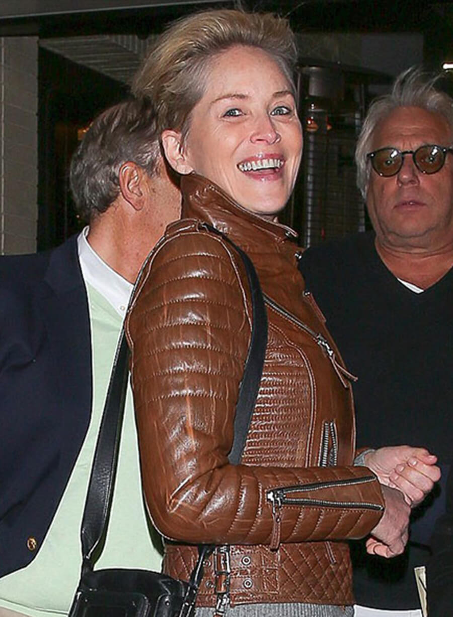 Harpoon Sharon Stone Inspired Brown Leather Jacket