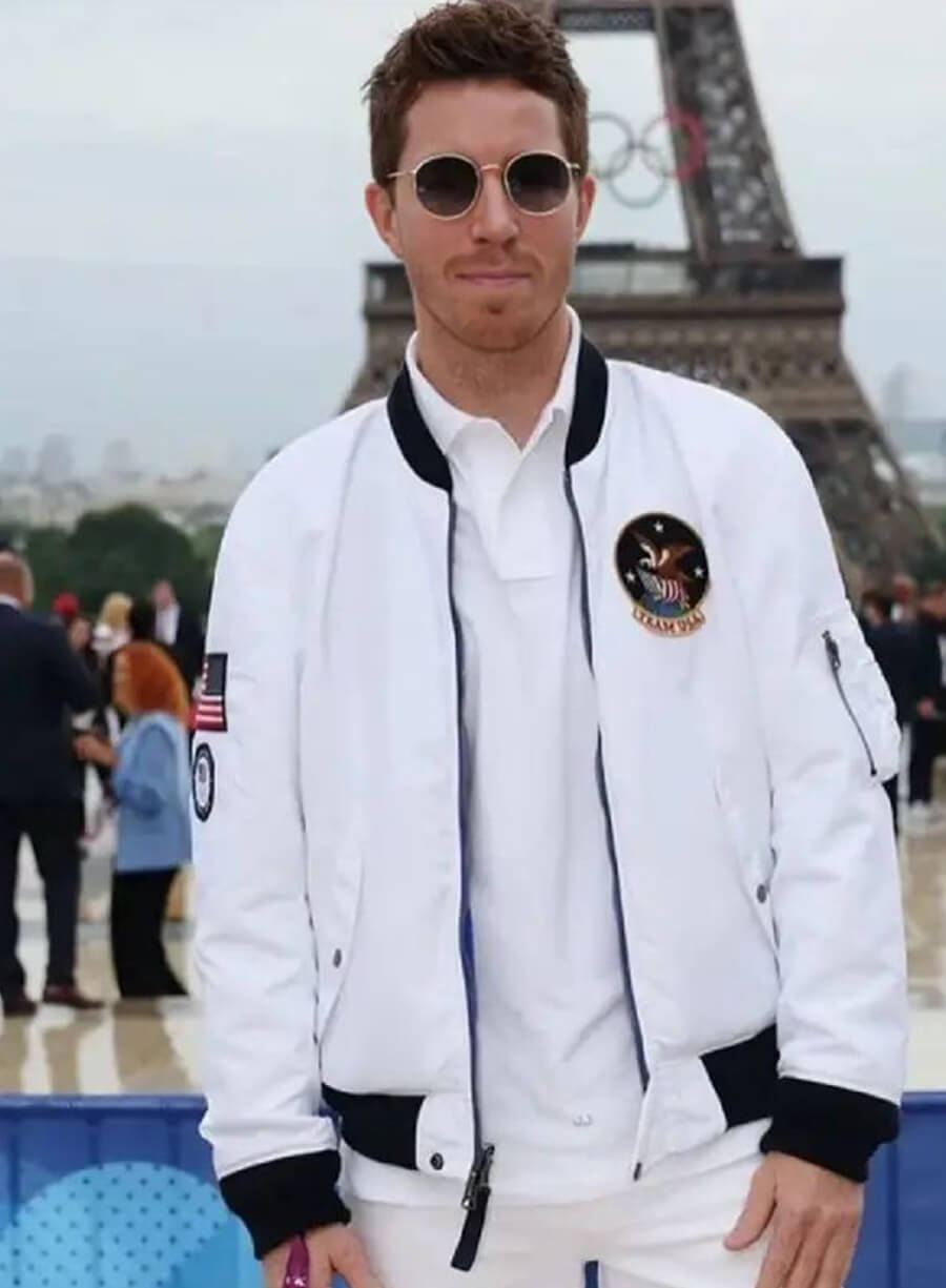 Harpoon Shaun Paris Olympics Inspired White Polyester Bomber Jacket - Shaun White Style