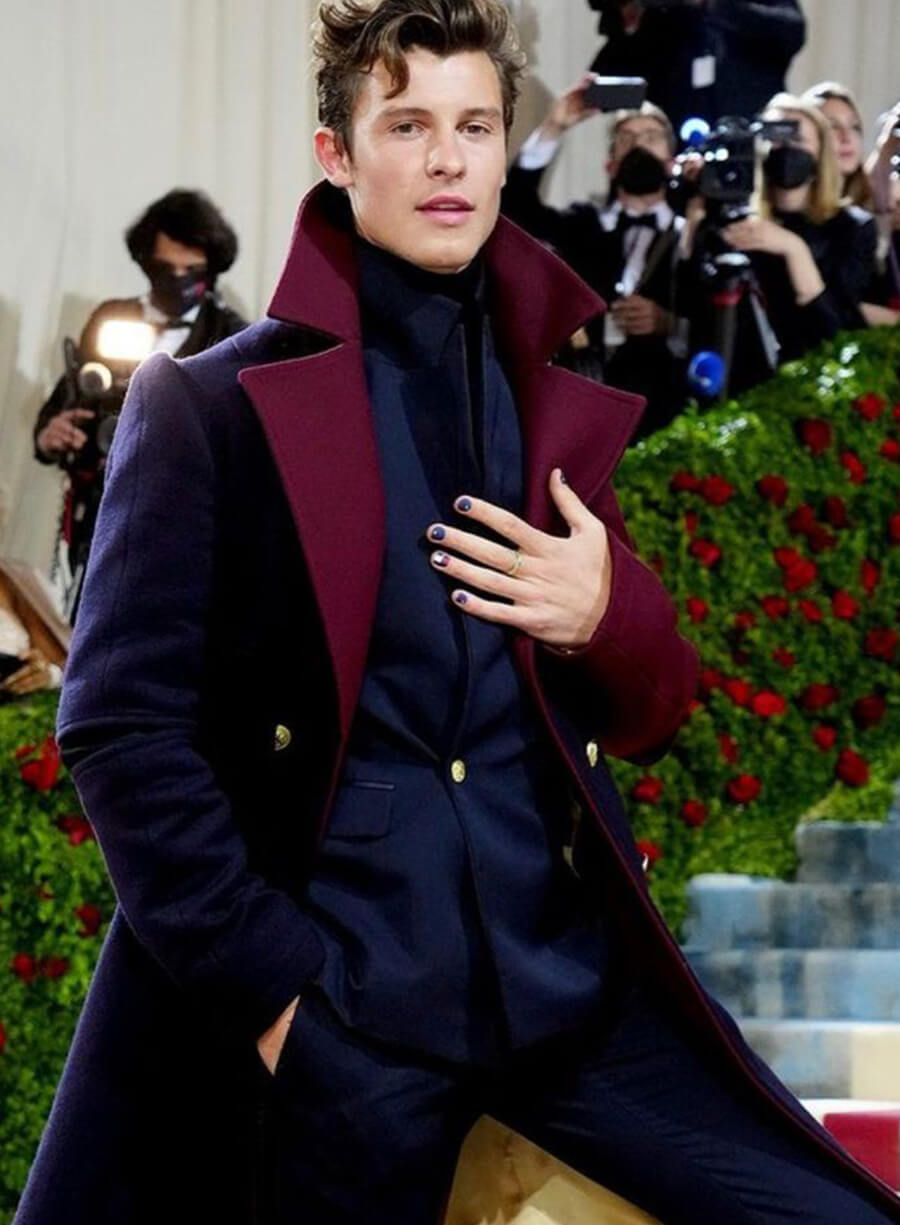 Harpoon Shawn Mendes Inspired Blue & Maroon Coat