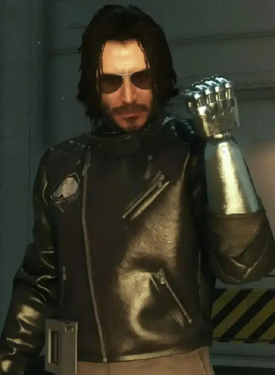 Harpoon Silverhand Inspired Black Leather Jacket - Cyberpunk 2077 Style