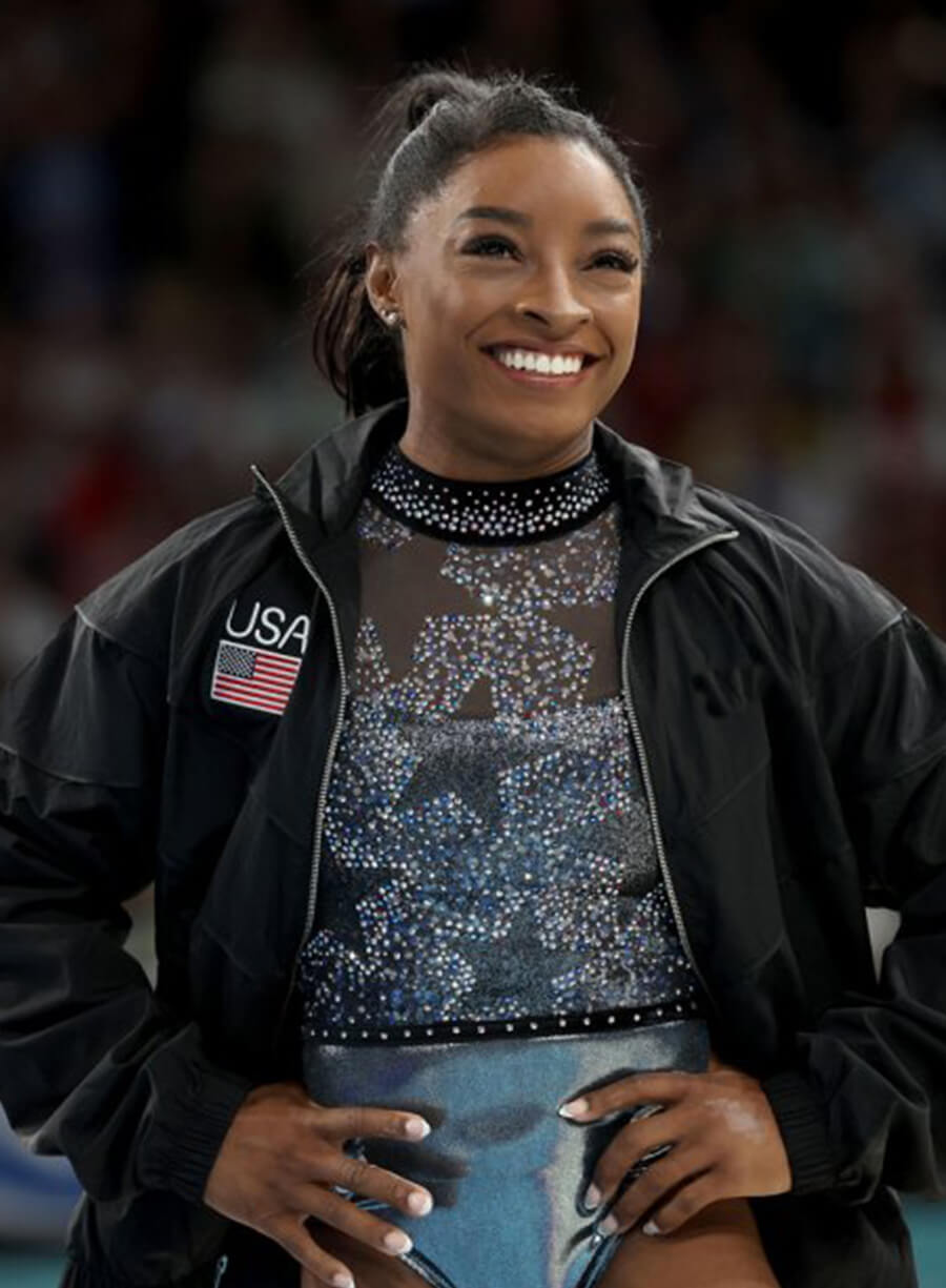Harpoon Simone Biles Paris Olympics Track Inspired Black Cotton Polyester Cotton Jacket