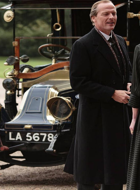 Harpoon Iain Glen Inspired Black Wool Fabric Coat - Downton Abbey Style