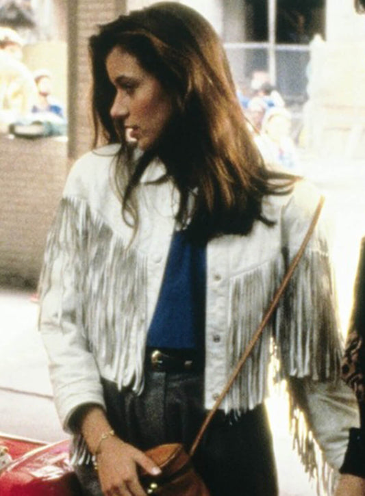Harpoon Sloane Peterson Inspired White Real Leather Leather Jacket - Ferris Bueller's Day Off Style