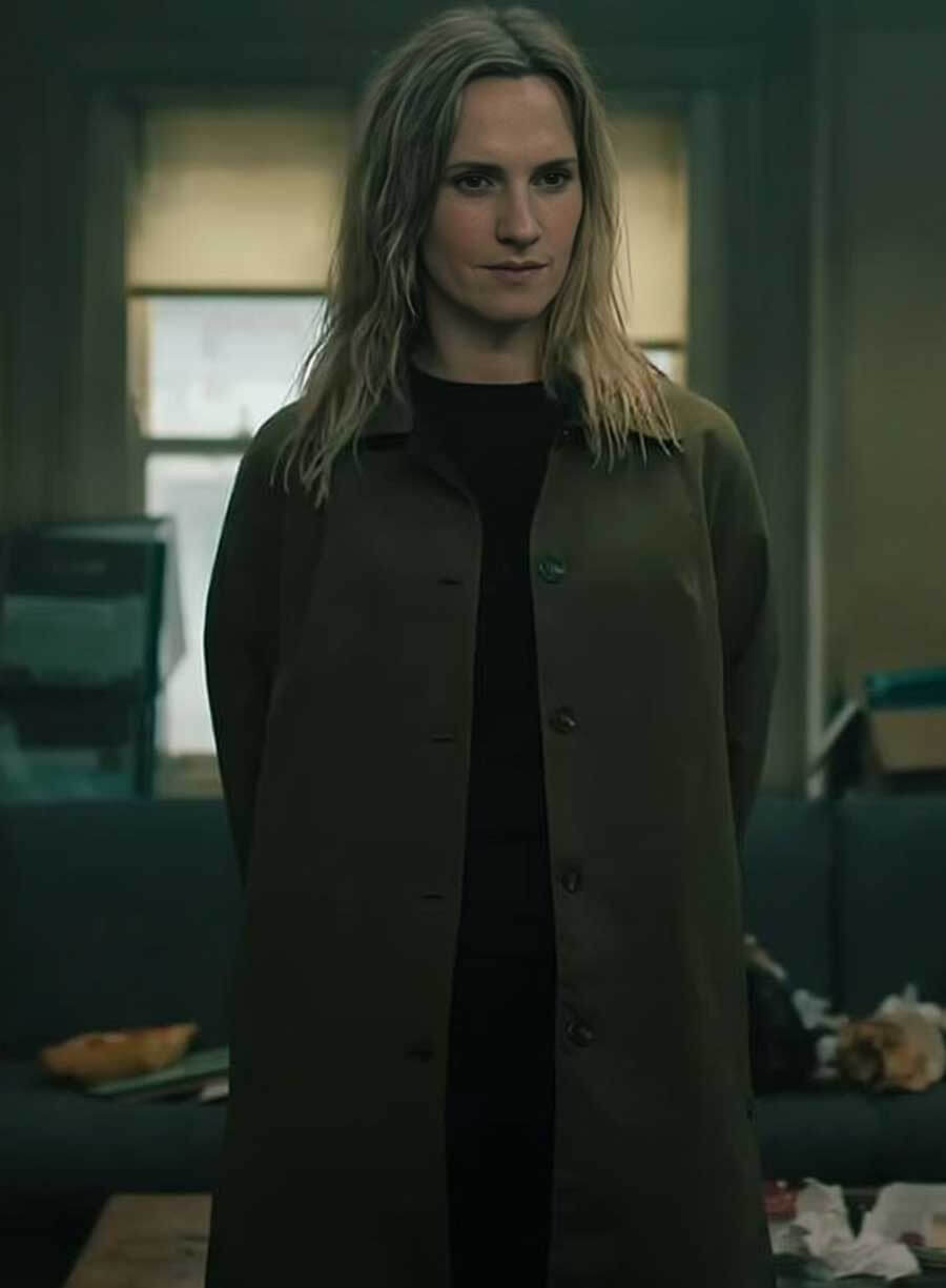 Harpoon Emma Flyte Inspired Green Cotton Fabric Coat - Slow Horses S04 Style
