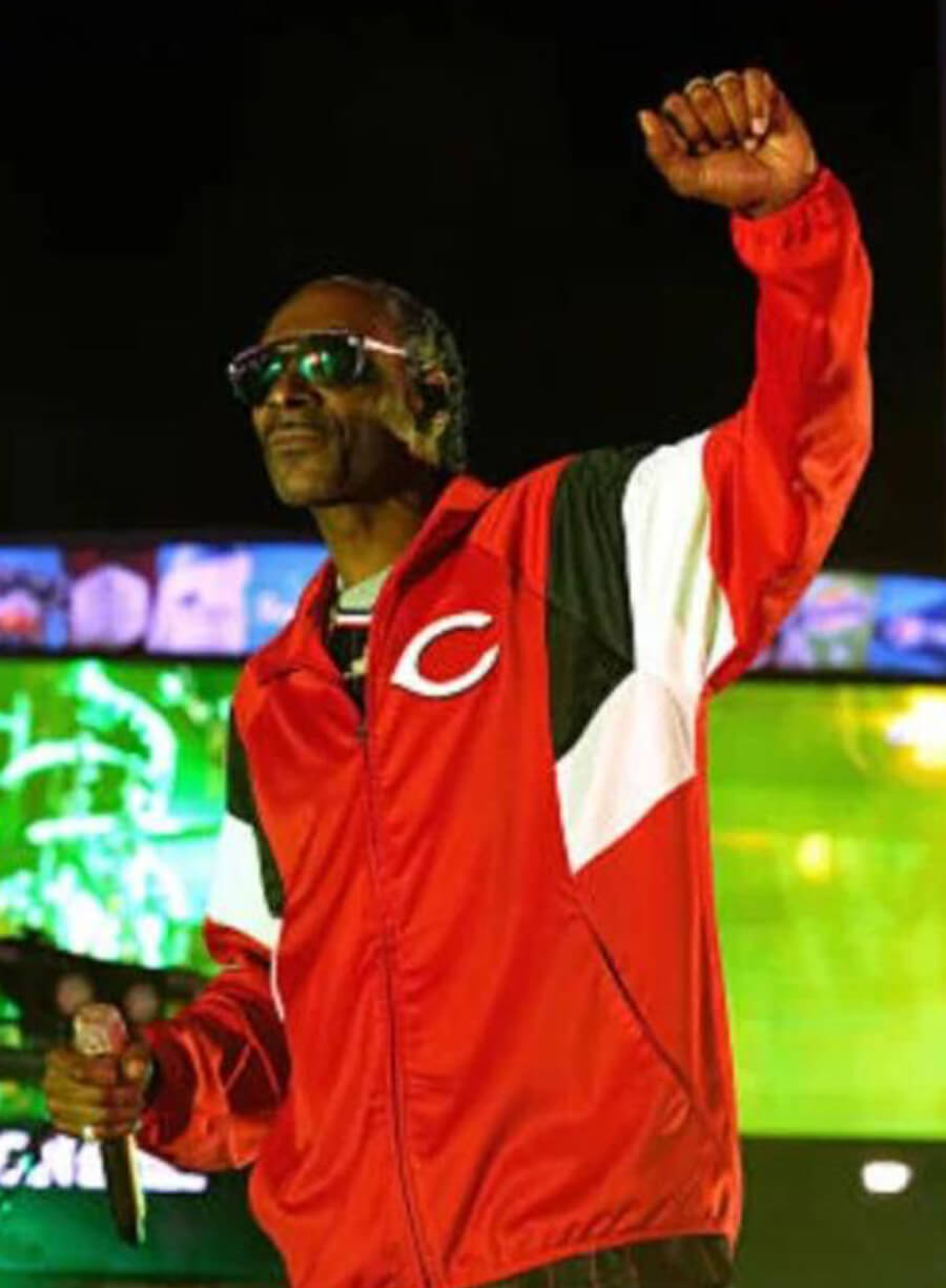 Harpoon Snoop Dogg Track Inspired Red Polyester Fabric Leather Jacket