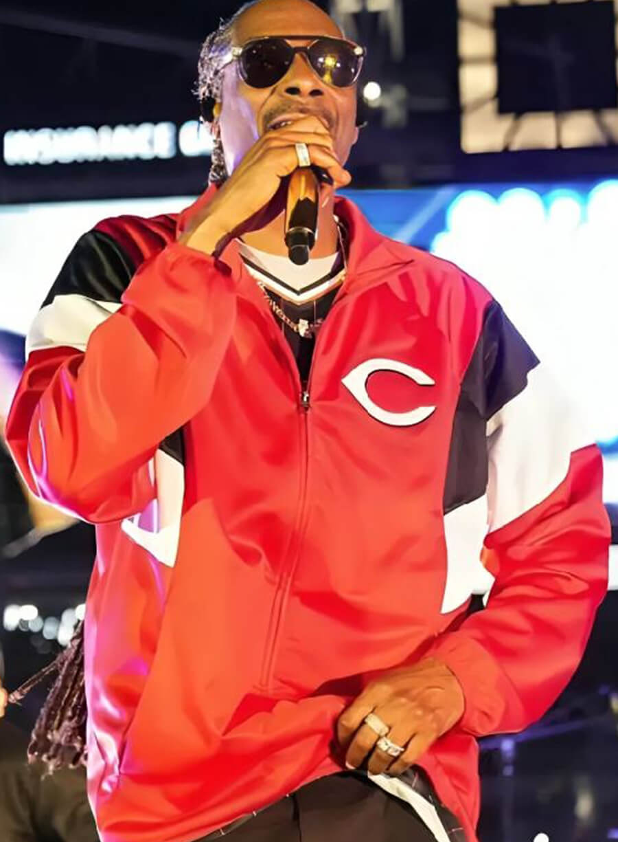 Harpoon Snoop Dogg Track Inspired Red Polyester Fabric Leather Jacket