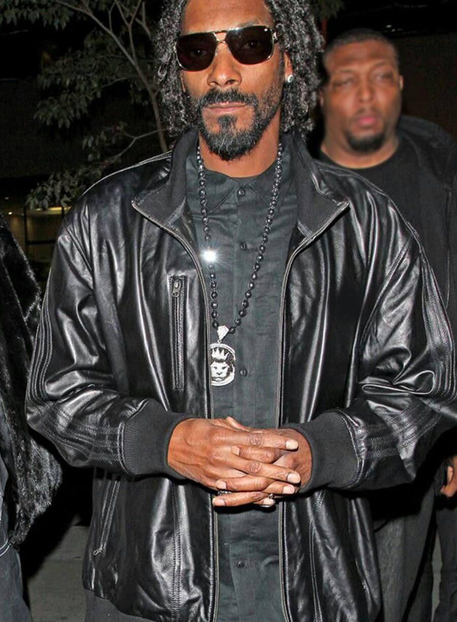 Harpoon Snoop Dogg Inspired Black Real Leather Bomber Jacket