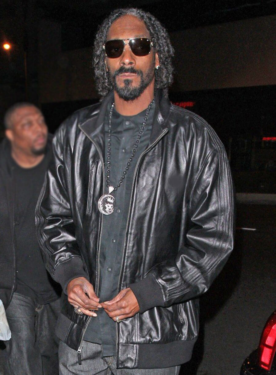 Harpoon Snoop Dogg Inspired Black Real Leather Bomber Jacket