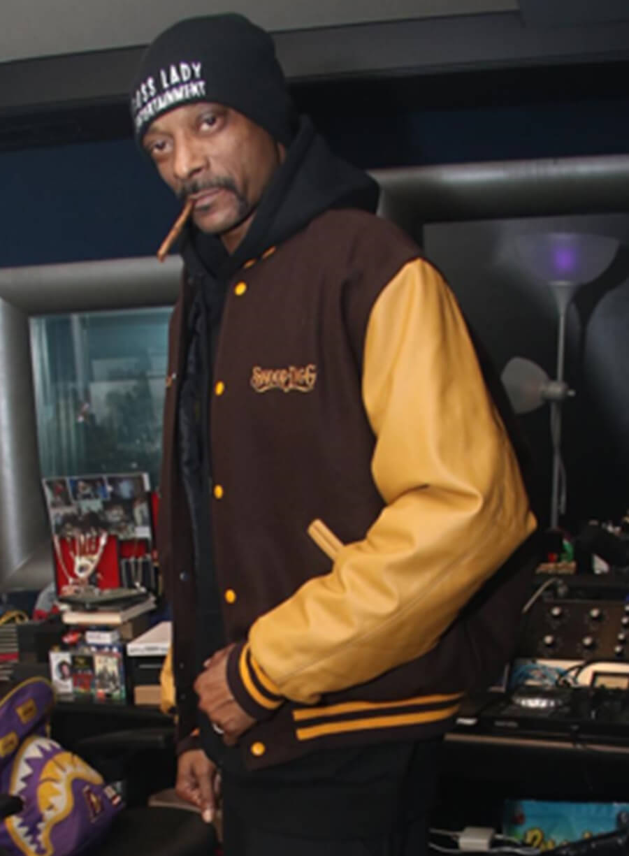Harpoon Snoop Dogg Inspired Brown Wool With Leather Sleeves Varsity Jacket