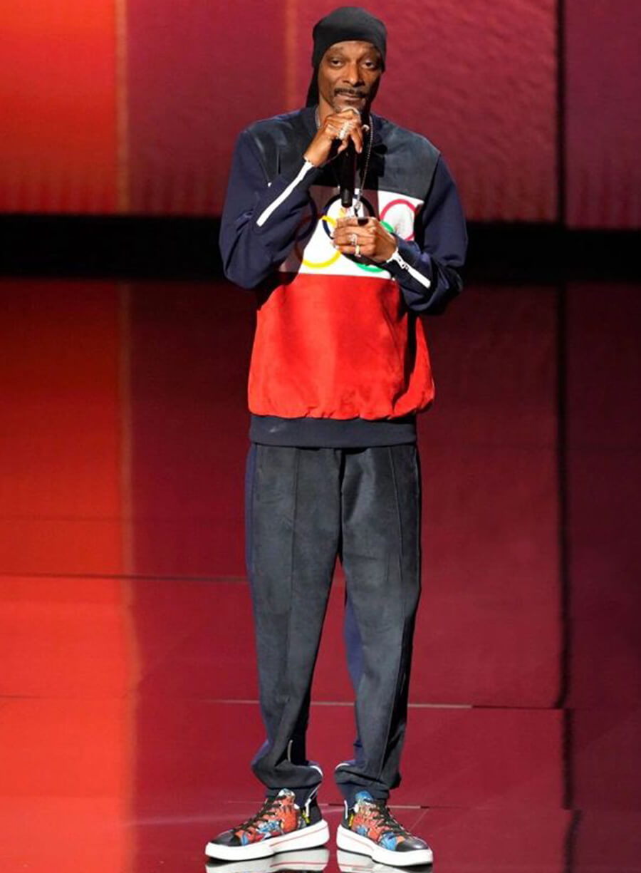 Harpoon Snoop Dogg Olympics Tracksuit Inspired Multicolor Fleece Fabric Leather Jacket