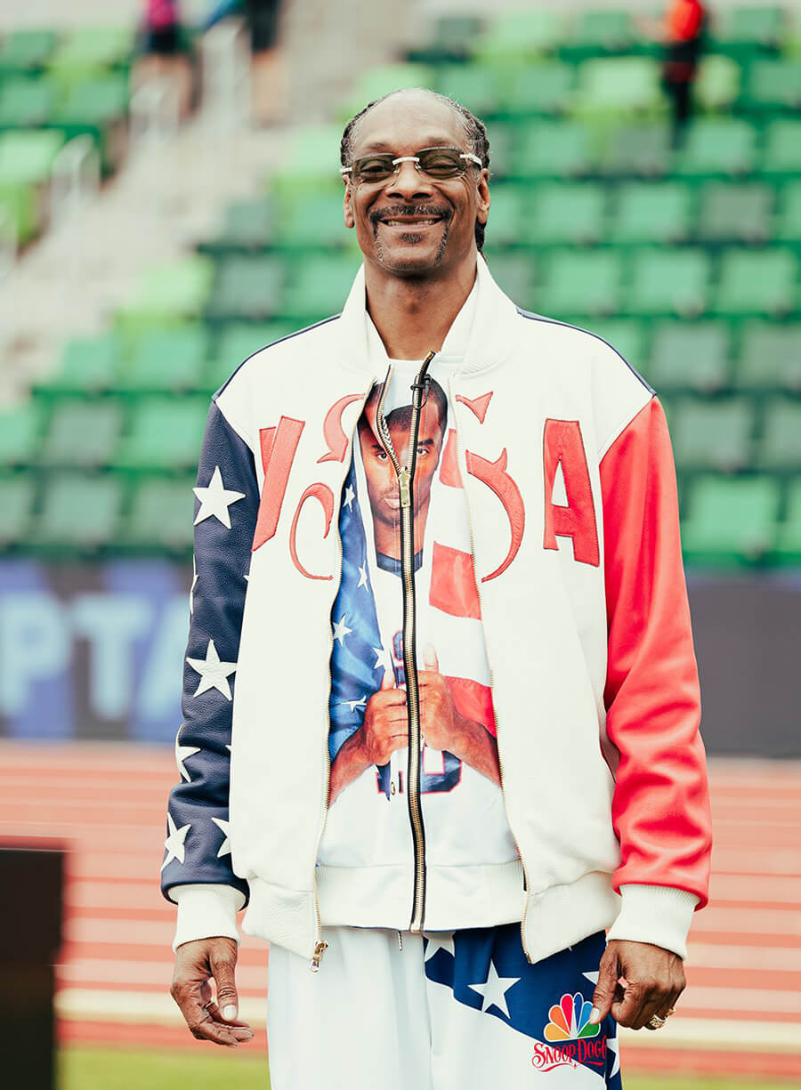 Harpoon Snoop Dogg Olympics Tracksuit Inspired Multi-Color Polyester Fabric Leather Jacket