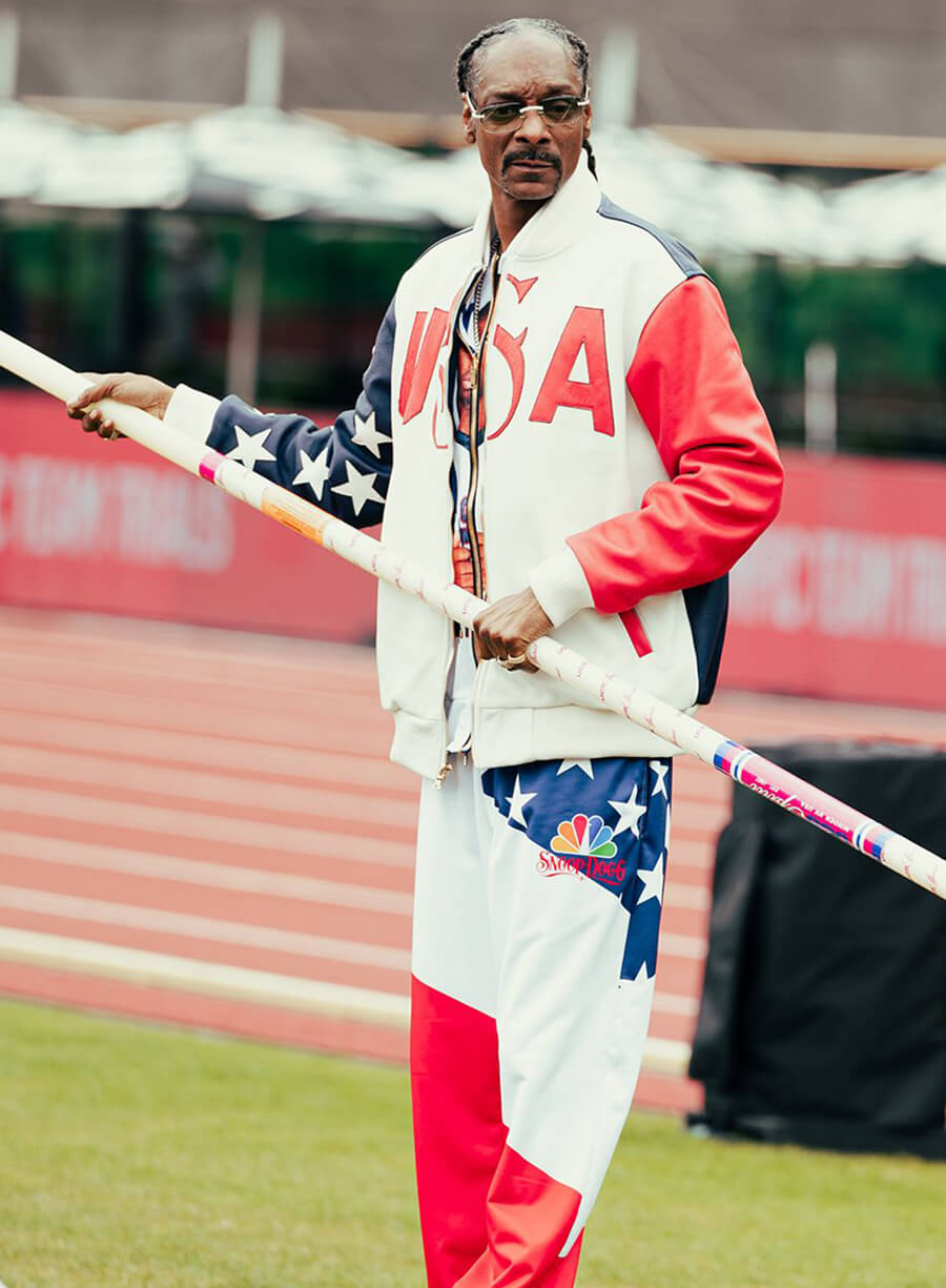 Harpoon Snoop Dogg Olympics Tracksuit Inspired Multi-Color Polyester Fabric Leather Jacket