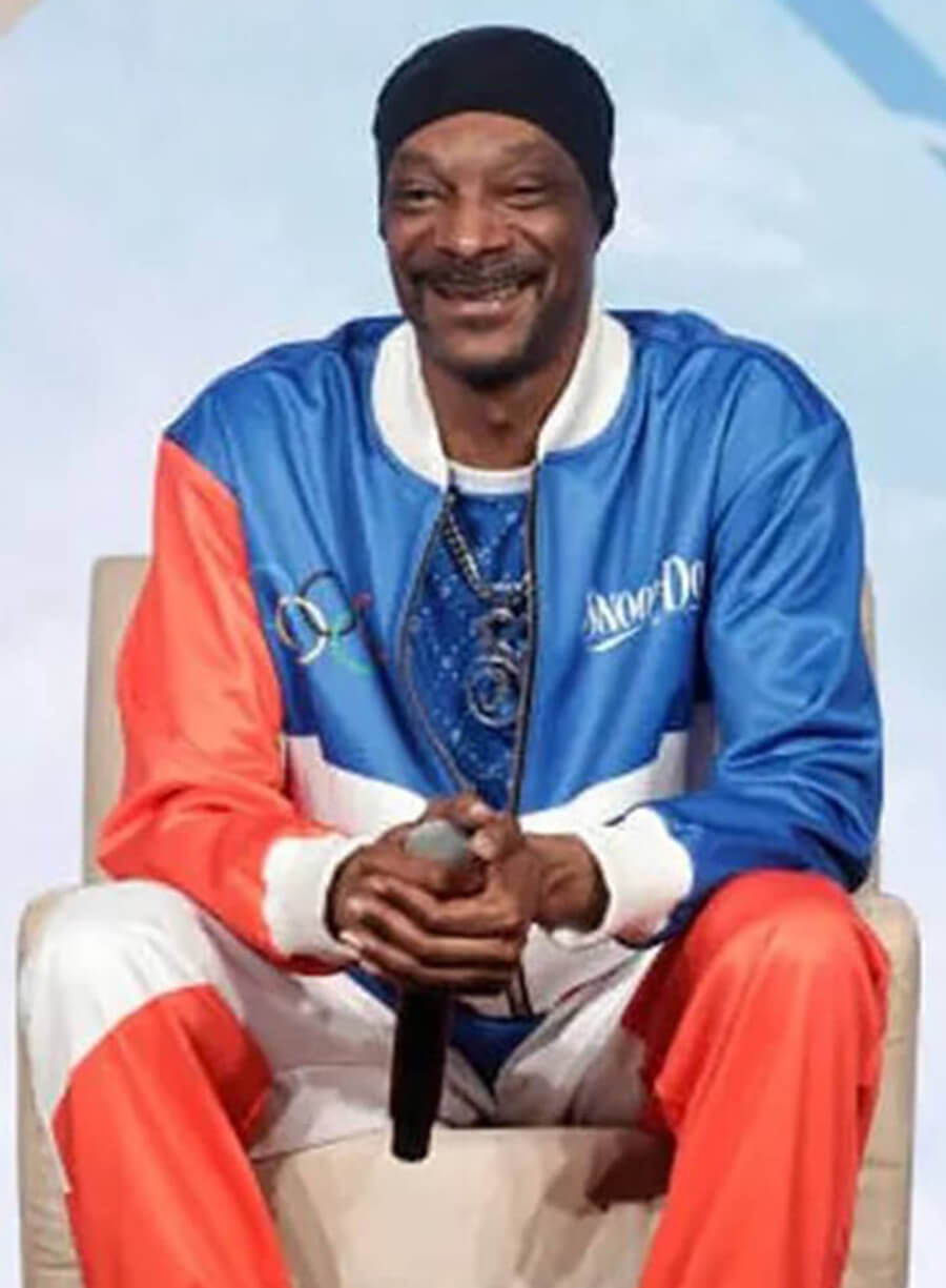 Harpoon Snoop Dogg Olympics Polyester Inspired Multi-Color Polyester Fabric Leather Jacket