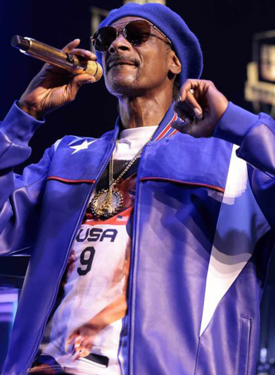 Harpoon Snoop Dogg Paris Olympics Purple Inspired Purple Real Leather Bomber Jacket