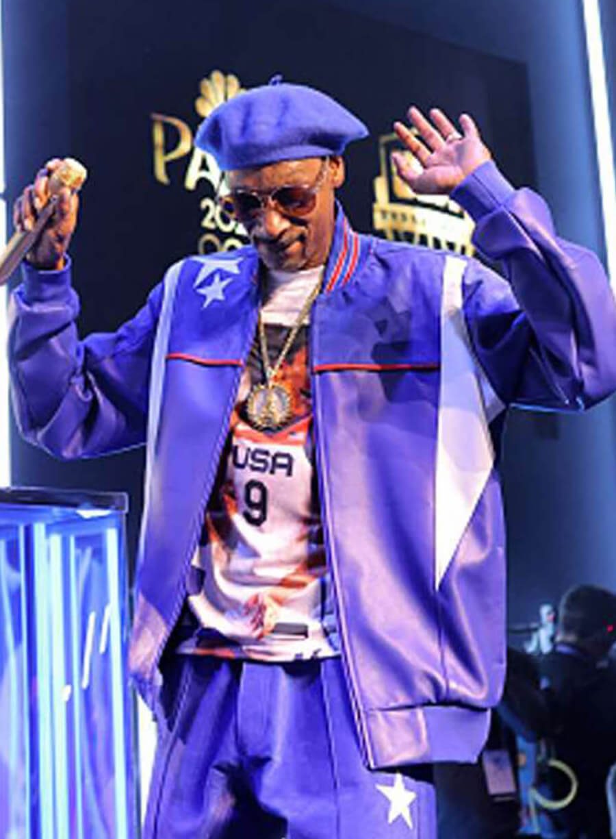 Harpoon Snoop Dogg Paris Olympics Purple Inspired Purple Real Leather Bomber Jacket