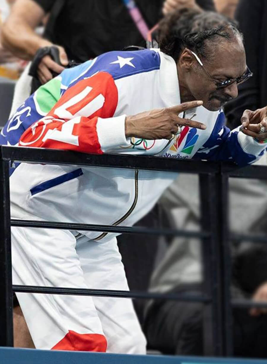 Harpoon Snoop Dogg Paris Olympics Tracksuit Inspired Multi-Color Polyester Fabric Leather Jacket