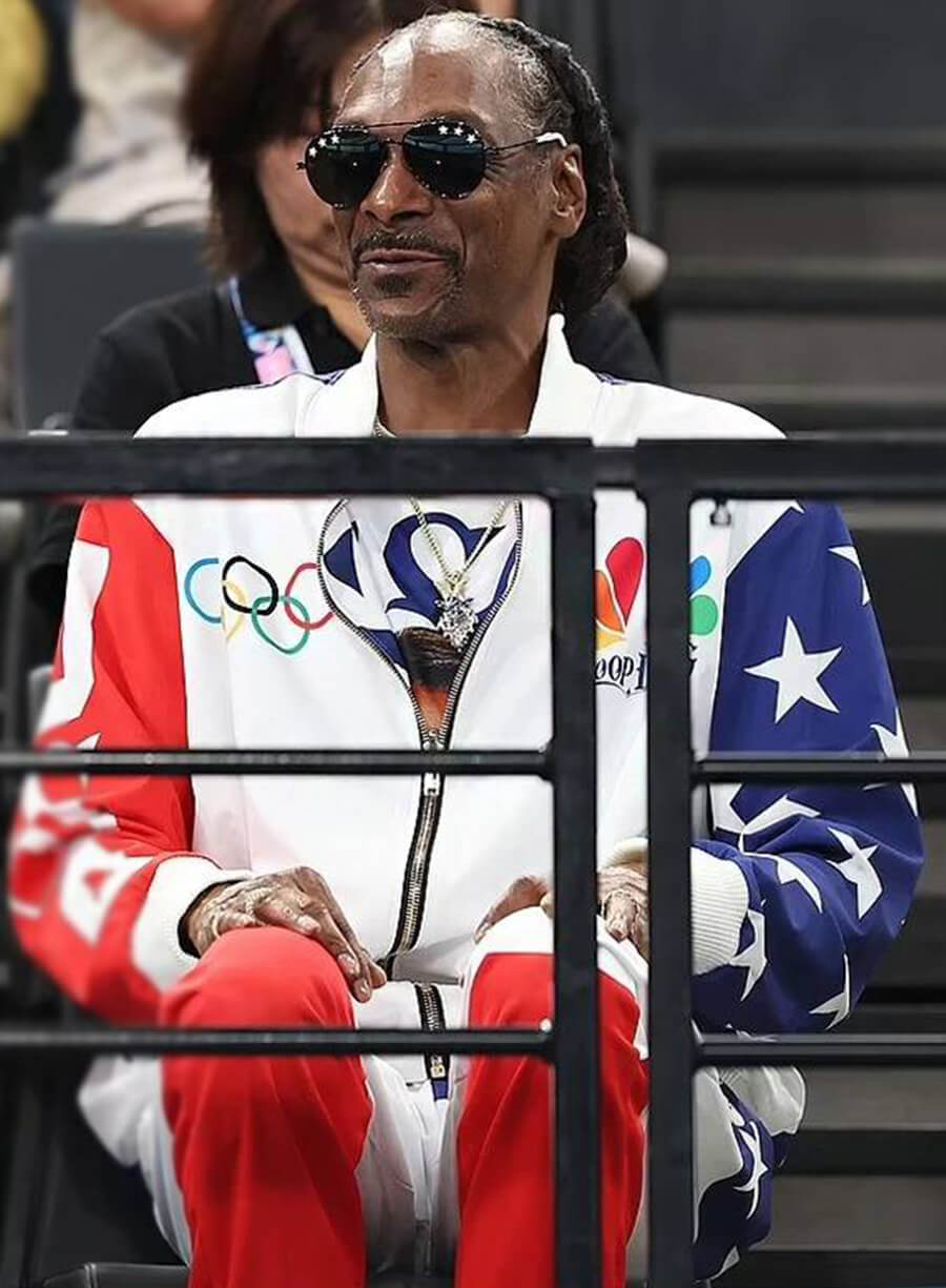 Harpoon Snoop Dogg Paris Olympics Tracksuit Inspired Multi-Color Polyester Fabric Leather Jacket