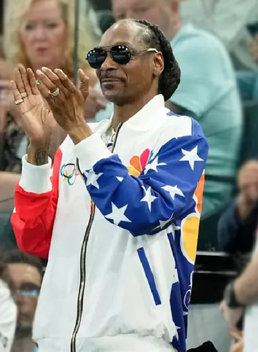 Harpoon Snoop Dogg Paris Olympics Tracksuit Inspired Multi-Color Polyester Fabric Leather Jacket