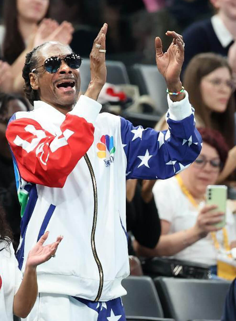 Harpoon Snoop Dogg Paris Olympics Tracksuit Inspired Multi-Color Polyester Fabric Leather Jacket