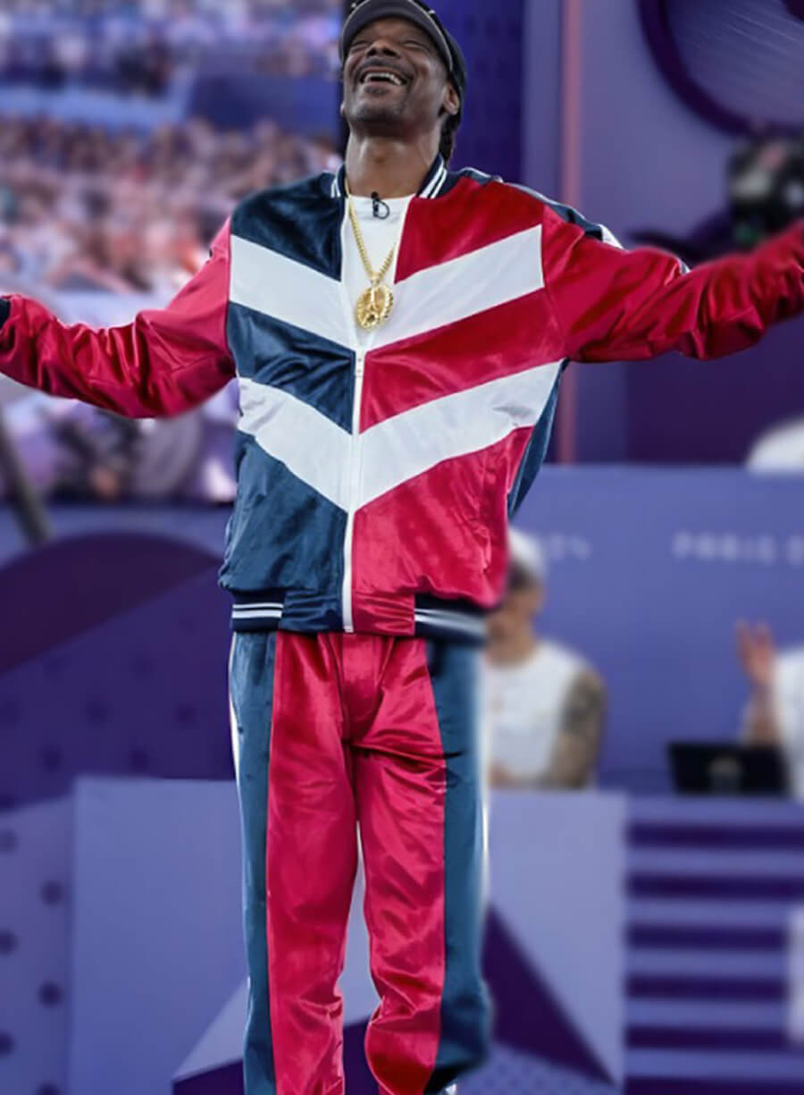 Harpoon Snoop Dogg Paris Olympics Velvet Tracksuit Inspired Multicolor Velvet Fabric Leather Jacket